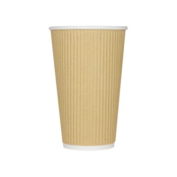 Karat Ripple Hot Cups, 16 oz, Kraft/White, 500/Carton (CKRC516)