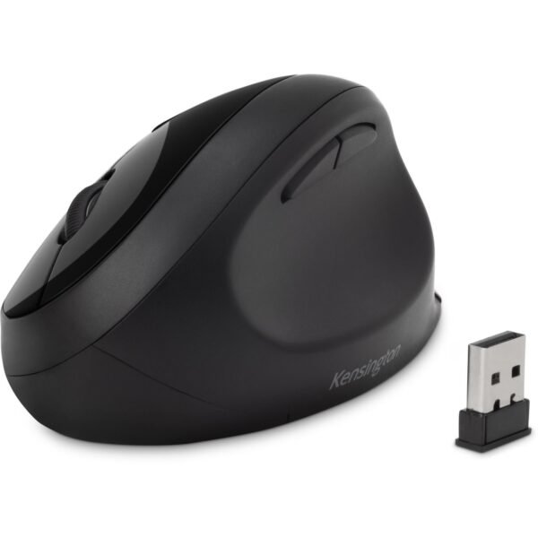 Kensington Pro Fit Ergo Wireless Mouse Wireless - Bluetooth/Radio Frequency - 2.40 GHz - Black - USB - 1600 dpi - 5 Button(s) - 1 Each (75404)
