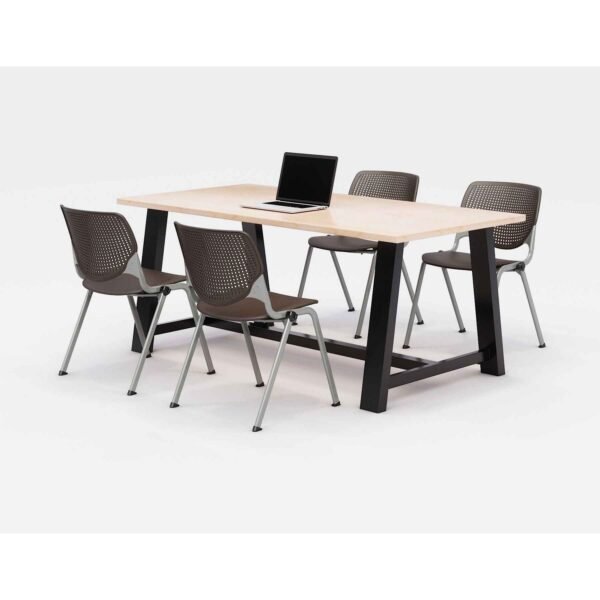 KFI Studios Midtown Dining Table with Four Brownstone Kool Series Chairs, 36 x 72 x 30, Kensington Maple (840031900500)