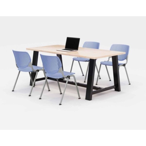 KFI Studios Midtown Dining Table with Four Periwinkle Kool Series Chairs, 36 x 72 x 30, Designer White (840031900326)