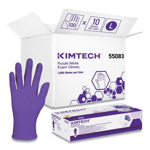 Kimtech PURPLE NITRILE Exam Gloves, 242 mm Length, Large, Purple, 1,000/Carton (55083CT)