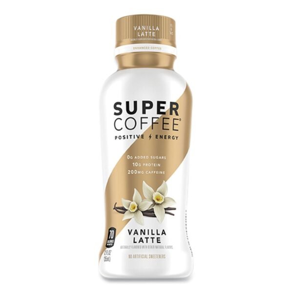 KITULife Super Coffee Ready-to-Drink Coffee, Vanilla Latte, 12 oz Bottle, 12/Carton (00012)