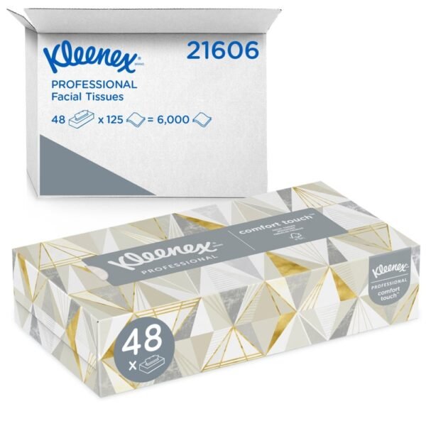 Kleenex White Facial Tissue for Business, 2-Ply, White, Pop-Up Box, 125 Sheets/Box, 48 Boxes/Carton (21606CT)