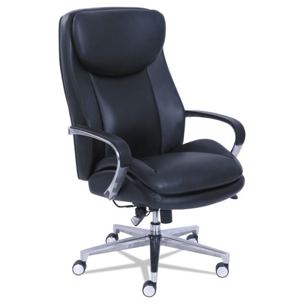 La-Z-Boy Commercial 2000 Big/Tall Executive Chair, Lumbar, Supports 400 lb, 20.25" to 23.25" Seat Height, Black Seat/Back, Silver Base (48956)