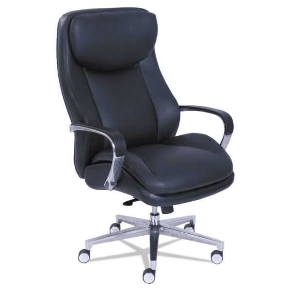 La-Z-Boy Commercial 2000 Big/Tall Executive Chair, Supports Up to 400 lb, 20.5" to 23.5" Seat Height, Black Seat/Back, Silver Base (48968)