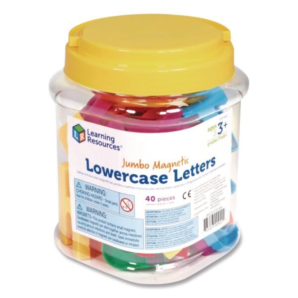 Learning Resources Jumbo Lowercase Magnetic Letters, 1.5" Tall, Assorted Color Characters, 40 Pieces (LER0451)