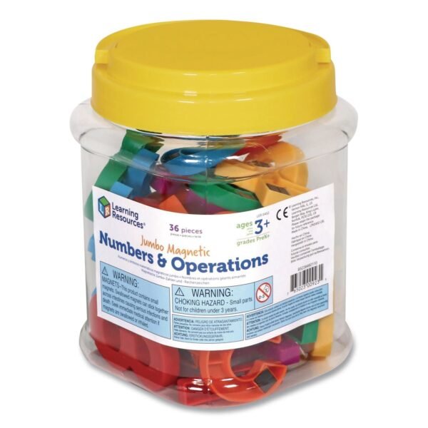 Learning Resources Jumbo Magnetic Numbers and Operations, Assorted Colors, 36 Pieces (LER0452)