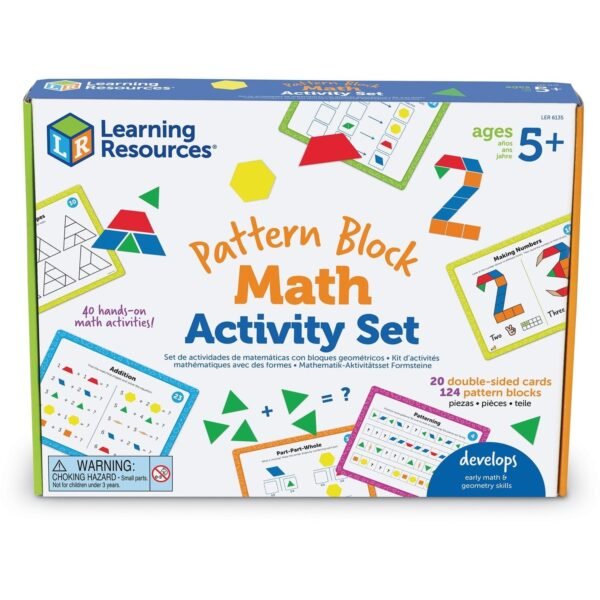 Learning Resources Pattern Block Math Activity Set Theme/Subject: Fun - Skill Learning: Addition, Mathematics, Symmetry, Patterning, Fraction, Graphing, Shape, Geometry - 128...