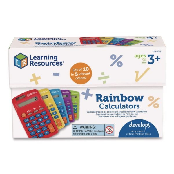 Learning Resources Rainbow Calculators, 8-Digit, LCD, 10 Calculators (LER0014)