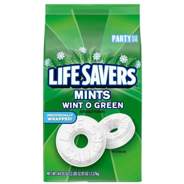 LifeSavers Wint O Green Mints Candy Wint-O-Green - Individually Wrapped - 2.81 lb - 1 Each (29060)