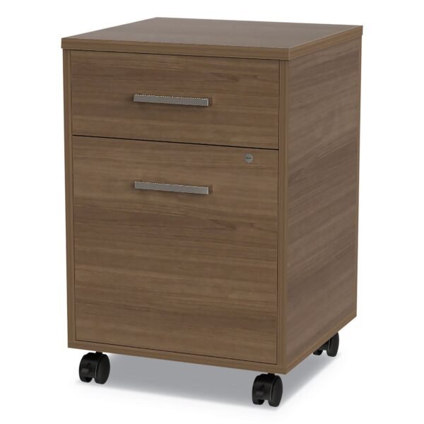 Linea Italia Urban Mobile File Pedestal, Left or Right, 2-Drawers: Box/File, Legal/A4, Natural Walnut, 16" x 15.25" x 23.75" (UR610NW)