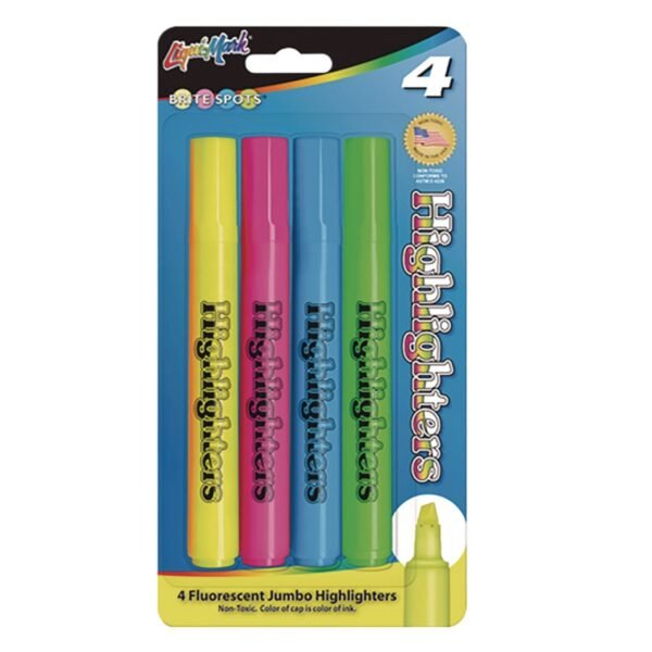 Liqui-Mark Brite Spots Tank Highlighters, Assorted Ink Colors, Chisel Tip, Assorted Barrel Colors, 4/Pack (41580)