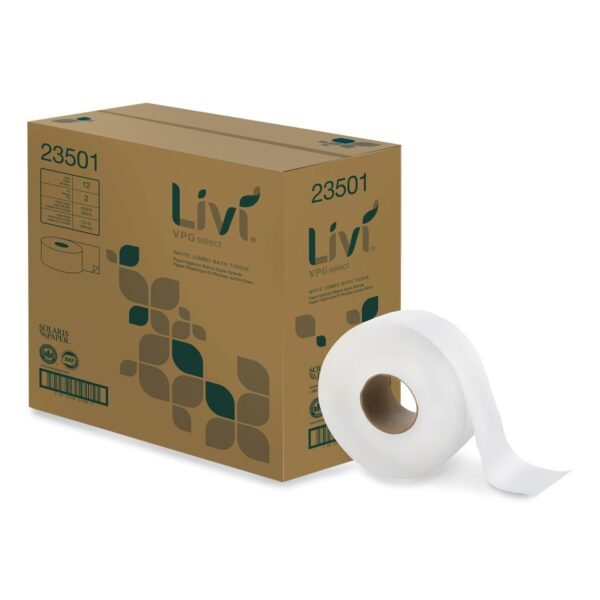 Livi® Jumbo Toilet Paper, 2-Ply, White, 1000-ft., 12 Rolls (23501)