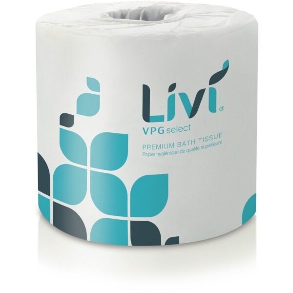 Livi® VPG Toilet Paper, 2-Ply, White, 500 Sheets, 80 Rolls 2 Ply - 3.75" Width x 4.06" Length - 500 Sheets/Roll - 1 49/64" Core - Livi Leaf - White - Fiber - 80 / Carton (21547)