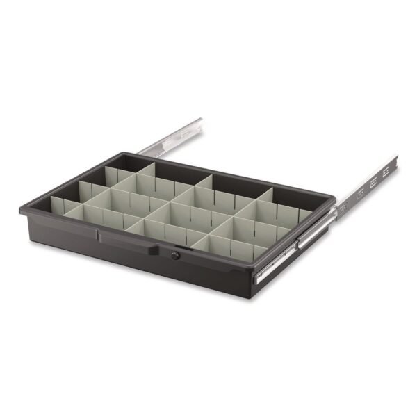 Lockable Slide Drawer with Dividers for Suncast Commercial Full-Size Housekeeping Carts HKC1000/HKC2000, Plastic, Black (HKCDRW2)