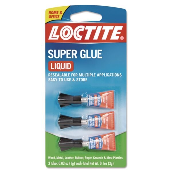 Loctite Super Glue, 0.11 oz, Dries Clear, 3/Pack (1710908)