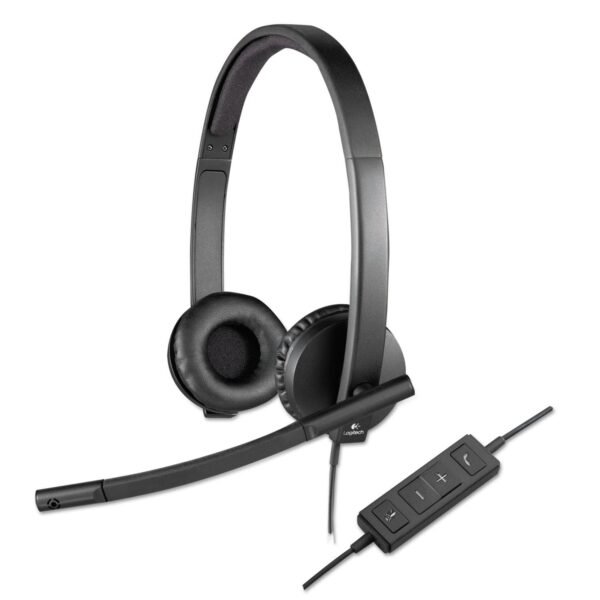 Logitech H570e Binaural Over The Head Wired Headset, Black (981000574)