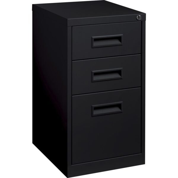 Lorell 19" Box/Box/File Mobile File Cabinet with Recessed Pull 15" Width x 19" Depth x 28" Height - 3 x Drawer(s) for Box, File - Letter - Ball-bearing Suspension - Black -...