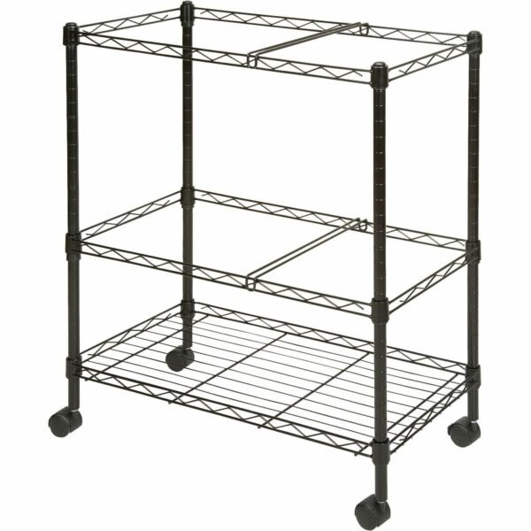 Lorell 2-Tier Wire Mobile File Cart 4 Casters - Steel - 26" Width x 12.50" Depth x 30" Height - Black - 1 Each (LLR45650)