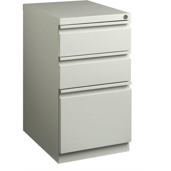 Lorell 20" Box/Box/File Mobile File Cabinet with Full-Width Pull 15" Width x 20" Depth x 27.8" Height - Letter - Ball-bearing Suspension, Security Lock, Recessed Handle - Putty...