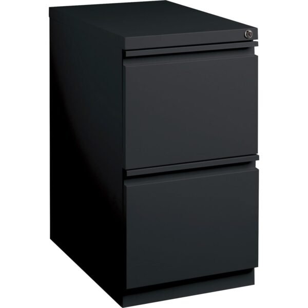 Lorell 20" File/File Mobile File Cabinet with Full-Width Pull 15" Width x 20" Depth x 27.8" Height - Letter - Security Lock, Ball-bearing Suspension, Recessed Handle - Black -...