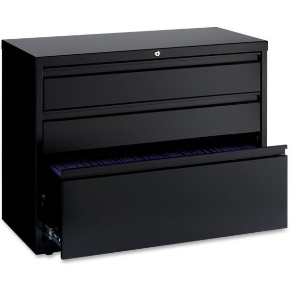 Lorell 36" Box/Box/File Lateral File Cabinet 36" Width x 18.6" Depth x 28" Height - 3 x Drawer(s) for Box, File - A4, Legal, Letter - Lateral - Hanging Rail, Locking Drawer,...