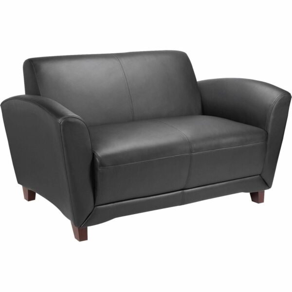 Lorell Accession Reception Loveseat 55" x 34.5" x 31.3" Overall Dimension - Leather Black Seat - Leather Black Back - 1 Each (LLR68951)