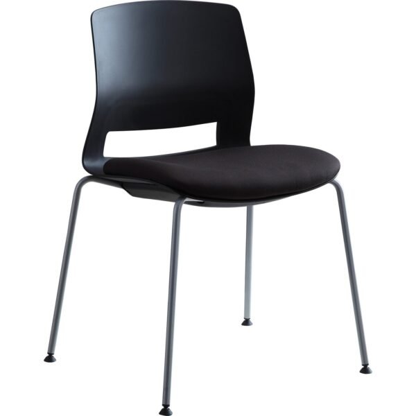 Lorell Arctic Series Stack Chairs Black Seat Color - Foam, Fabric Seat Material - Black Back Color - Four-legged Base - 2 / Carton (LLR42948)