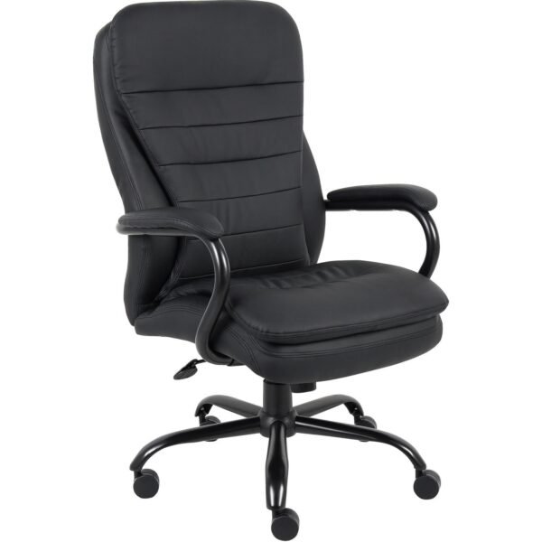 Lorell Big & Tall Double Cushion Executive High-Back Chair Black Seat Color - Leather Seat Material - Black Back Color - Leather Back Material - 5-star Base - Black - 1 Each...