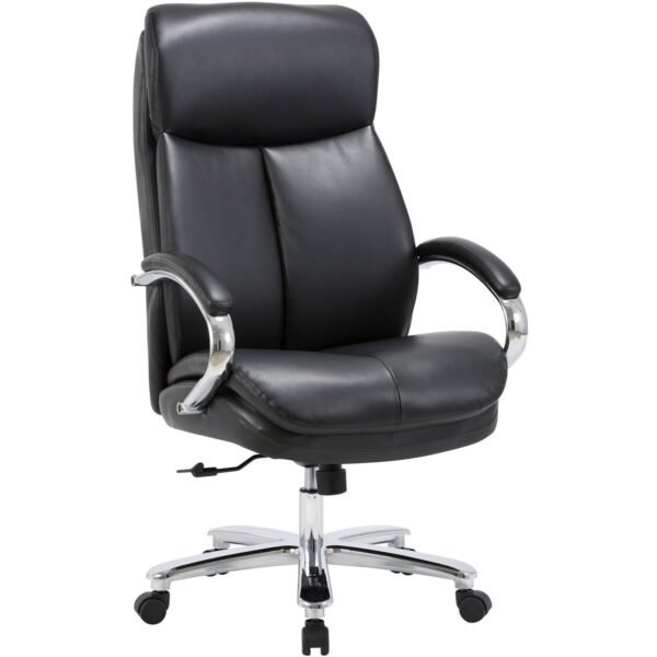 Lorell Big & Tall High-Back Chair Bonded Leather Seat Material - Black Back Color - Bonded Leather Back Material - High Back - Black - Armrest - 1 Each (LLR67004)