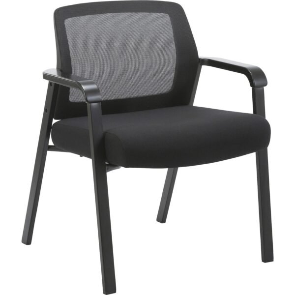 Lorell Big & Tall Mesh Low-Back Guest Chair Fabric Seat Material - Mesh Back Material - Steel Frame Material - Low Back - Black - 1 Each (LLR67003)