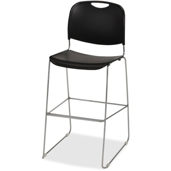 Lorell Bistro Stack Chair Black Seat Color - Plastic Seat Material - Black Back Color - Plastic Back Material - Chrome Frame Color - Steel Frame Material - 1 Each (LLR42947)