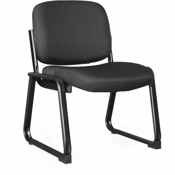 Lorell Black Fabric Guest Chair Plywood, Fabric Seat Material - Plywood, Fabric Back Material - Powder Coated Frame Color - Metal Frame Material - Sled Base - Black - 1 Each...