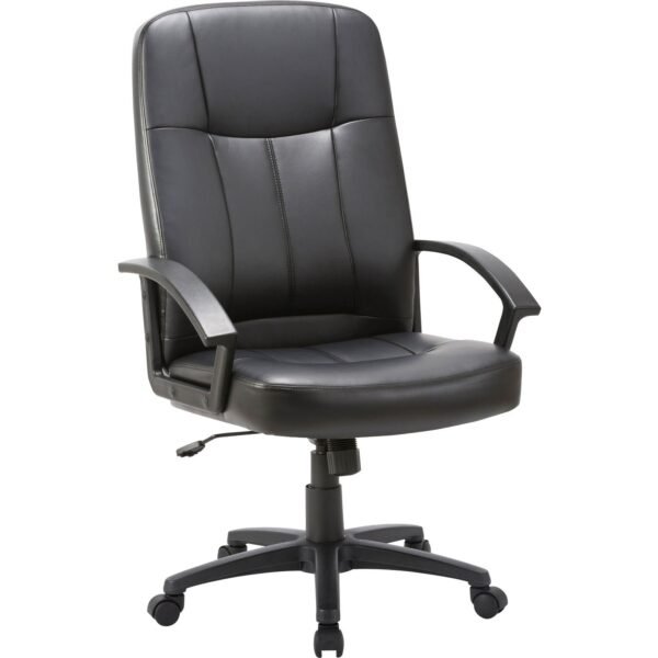 Lorell Chadwick Series Executive High-Back Chair Black Seat Color - Leather Seat Material - Black Frame Color - 5-star Base - Black - 1 Each (LLR60120)