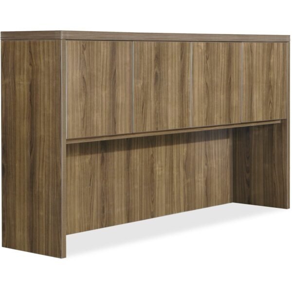 Lorell Chateau Series Hutch 36.5" Height x 66.1" Width x 14.8" Depth Hutch, x 1.5" Thickness Top - 4 Door(s) - Reeded Edge - Material: P2 Particleboard - Finish: Walnut,...