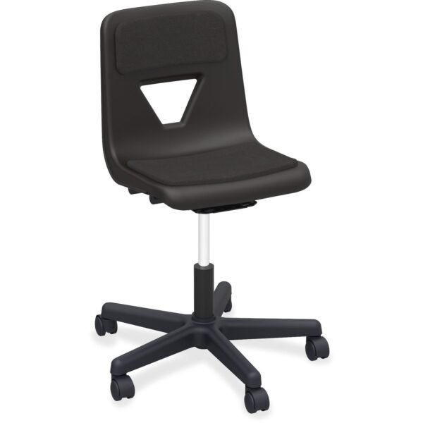 Lorell Classroom Adjustable-Height Padded Mobile Task Chair 5-star Base - Black - Polypropylene - 1 Each (LLR99913)