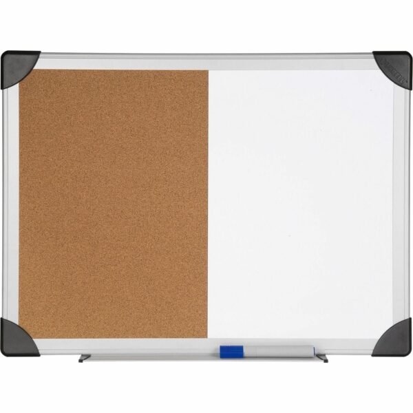 Lorell Combo Dry-Erase/Cork Board 24" Board Height x 36" Board Width - Natural Cork Surface - Self-healing - Aluminum Frame - 1 Each (LLR19291)