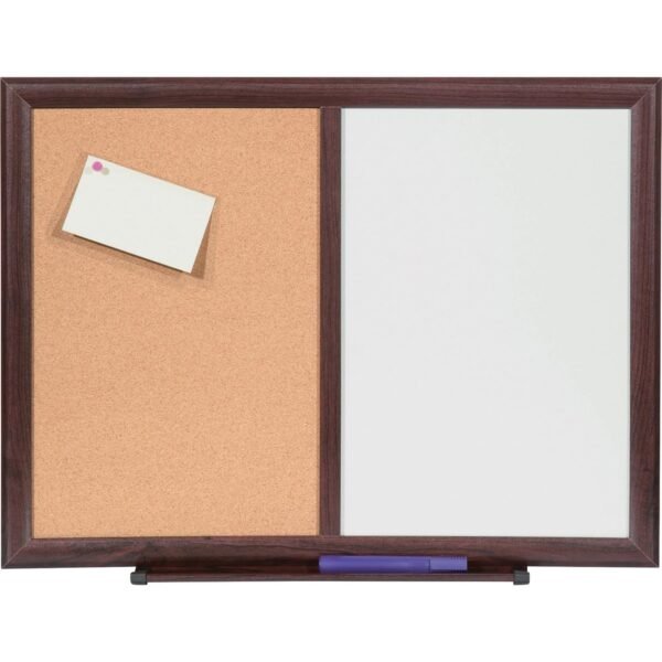 Lorell Combo Dry-Erase/Cork Board 36" (3 ft) Width x 48" (4 ft) Height - Melamine Surface - Mahogany Wood Frame - 1 Each (LLR84171)