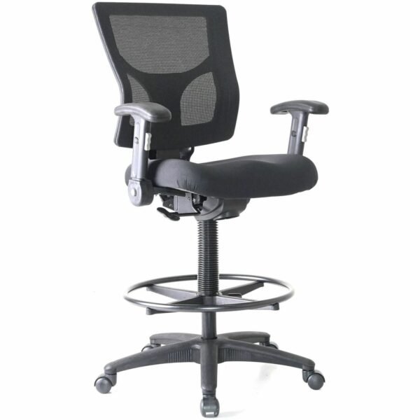 Lorell Conjure Office Stool Fabric, Polyurethane, Molded Foam Seat Material - Black - Armrest - 1 Each (LLR62021)