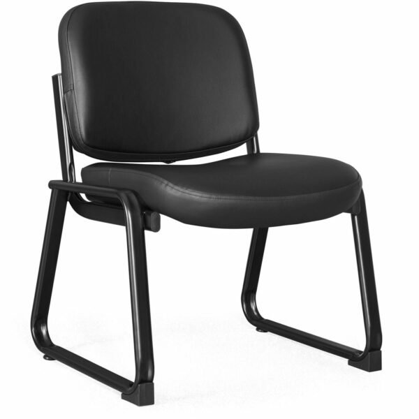 Lorell Deluxe Leather Guest Chair Plywood, Leather Seat Material - Plywood, Leather Back Material - Powder Coated Frame Color - Metal Frame Material - Sled Base - Black - 1 Each...