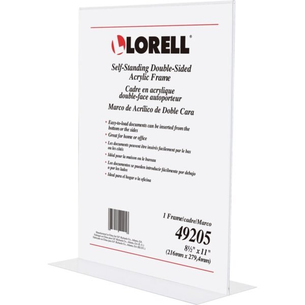Lorell Double-sided Frame 8.50" Holding Width x 11" Holding Height - Rectangular Shape - Double Sided - Countertop - Acrylic - 1 Each (LLR49205)