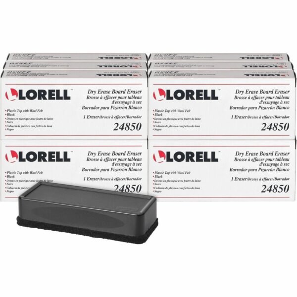 Lorell Dry-Erase Board Erasers Black - 12 / Box (LLR24850BX)