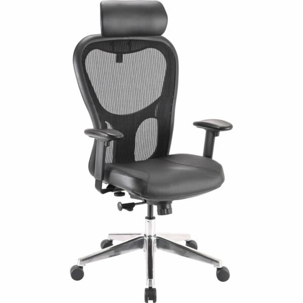 Lorell Elevate Mesh High-Back Executive Office Chair Black Seat Color - Leather Seat Material - Aluminum Frame Material - 5-star Base - 1 Each (LLR85035)