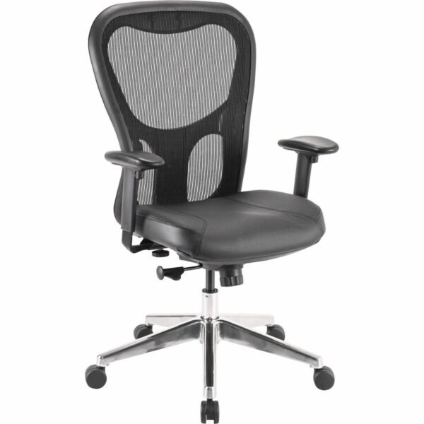 Lorell Elevate Mesh Mid-Back Office Chair Black Seat Color - Leather Seat Material - Aluminum Frame Material - 5-star Base - 1 Each (LLR85036)