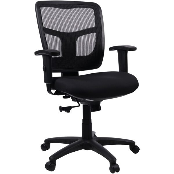 Lorell Ergomesh Managerial Mesh Mid-back Chair Black Seat Color - Fabric Seat Material - Black Back Color - Black Frame Color - 5-star Base - Black - 1 Each (LLR86209)