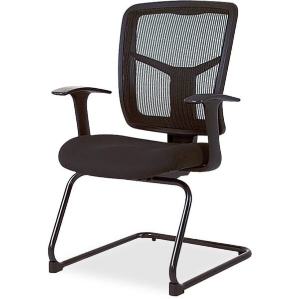 Lorell ErgoMesh Series Mesh Back Guest Chair with Arms Black Seat Color - Fabric Seat Material - Black Back Color - Mesh Back Material - Cantilever Base - 1 Each (LLR86202)