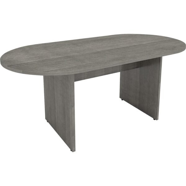 Lorell Essentials Oval Conference Table x 1.3" Thickness Top, 36" Height x 72" Width x 29.5" Depth - Finish: Weathered Charcoal, Laminate (LLR69569)