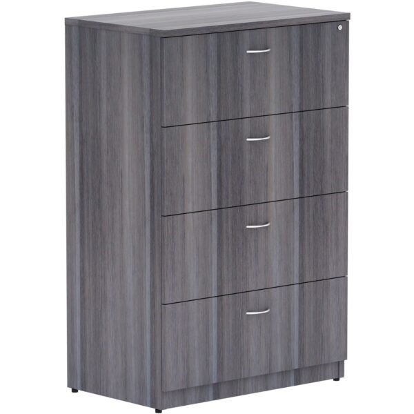 Lorell Essentials Series 4-Drawer Lateral File 54.8" Height x 35.5" Width x 22" Depth Lateral File, x 1" Thickness Top - 4 x File Drawer(s) - Finish: Weathered Charcoal Laminate...