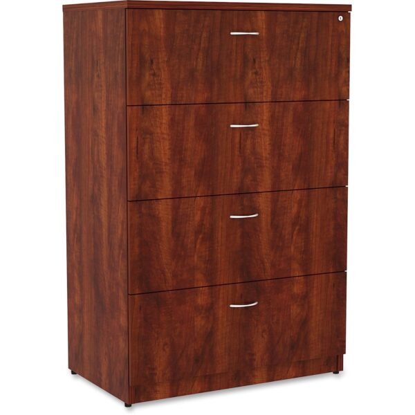Lorell Essentials Series 4-Drawer Lateral File x 1" Thickness Top, 54.8" Height x 35.5" Width x 22" Depth - 4 x File Drawer(s) - Finish: Cherry Laminate (LLR34387)