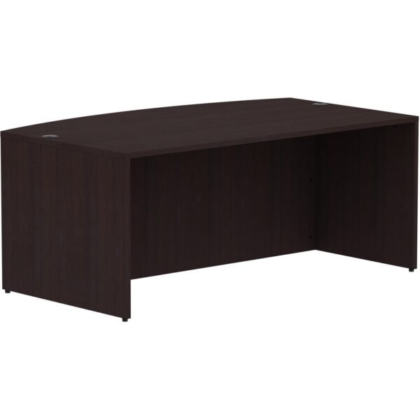 Lorell Essentials Series Bowfront Desk Shell 29.5" Height x 72" Width x 41.4" Depth Desk Shell, x 1" Thickness Top - Bow Front Edge - Finish: Espresso Laminate (LLR18260)